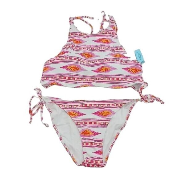 Cupshe Bikini Cheeky String Pink White Geometric Beach Summer Womens Size 2XL - Picture 1 of 6